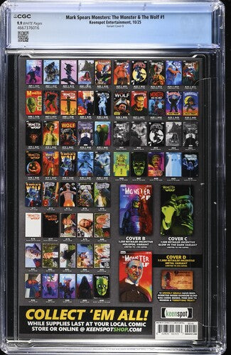 Mark Spears Monsters: The Monster and the Wolf #1 CGC 9.9 Cover D 1:1000 Mark Spears Metal Variant