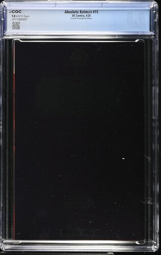 Absolute Batman #15 CGC 9.8 Second Printing/Foil Edition Nick Dragotta Variant