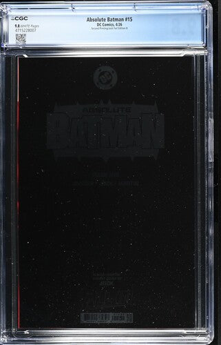Absolute Batman #15 CGC 9.8 2nd Print Jock Foil Variant