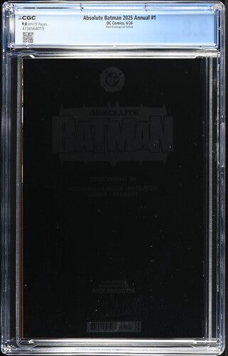 Absolute Batman 2025 Annual #1 CGC 9.8 3rd Printing Nick Dragotta Black & White Foil Virgin Variant