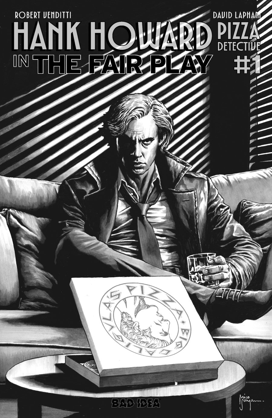 Hank Howard, Pizza Detective: The Fair Play #1 Cover B Mico Suayan Black & White Noir Variant