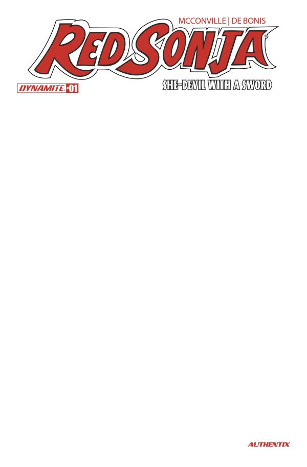 Red Sonja: She-Devil with a Sword #1 Cover F Blank Authentix Variant